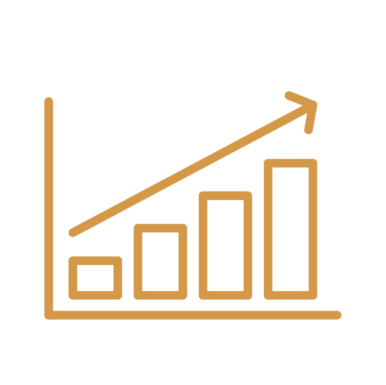 Icon of a chart showing growth, representing Strategy and Action Plan