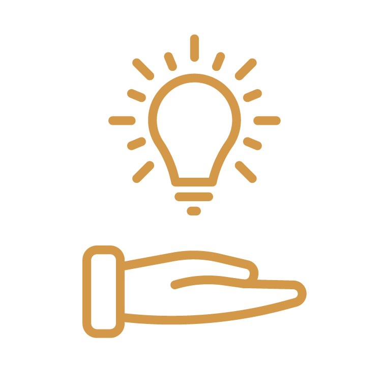 Icon of an open hand with lightbulb above it, representing Proactive Advice concept